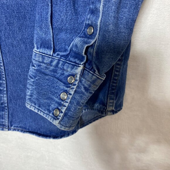 Carhartt VTG Mens‎ Rugged Pearl Snap Denim Shirt L-XL Long Sleeve Brushpopper - Picture 6 of 14